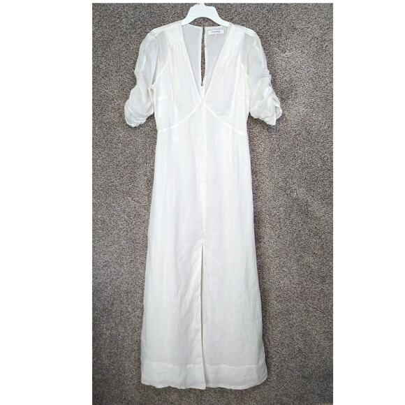 FRAME White Shirred Sleeve Maxi Dress Boho Flowy Size M - Picture 1 of 10